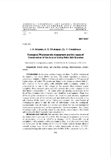Ecological-Phytocoenotic Assessment and the Issues of Conservation of the Ararat Valley Relic Salt Marshes