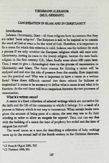 Canonisation in islam and in christianity