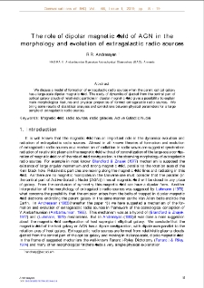 The role of dipolar magnetic field of AGN in the morphology and evolution of extragalactic radio sources