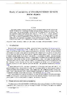 Study of variability of 2MASSJ10183905+0014078 stellar objects