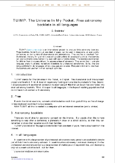 TUIMP: The Universe In My Pocket. Free astronomy booklets in all languages