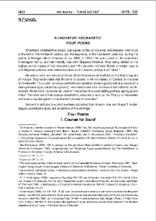 Khachatur Kecharetzi: Four poems