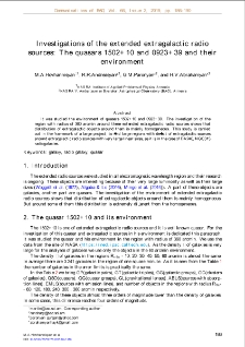 Investigations of the extended extragalactic radio sources: The quasars 1502+10 and 0923+39 and their environment