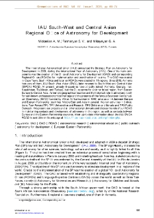 IAU South-West and Central Asian Regional Offce of Astronomy for Development
