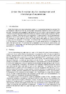 Under the Armenian sky-for development and interchange of experiences