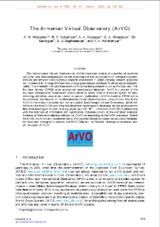 The Armenian Virtual Observatory (ArVO)