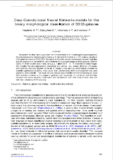 Deep Convolutional Neural Networks models for the binary morphological classifi cation of SDSS-galaxies