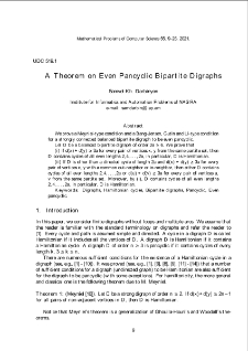 A Theorem on Even Pancyclic Bipartite Digraphs