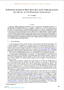 Statistical studies of flare stars and other flashing objects carried out at the Byurakan Observatory