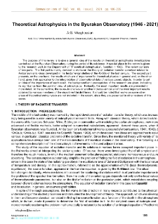 Theoretical Astrophysics in the Byurakan Observatory (1946 - 2021)