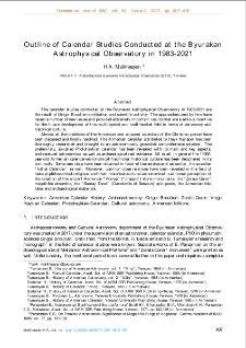 Outline of Calendar Studies Conducted at the Byurakan Astrophysical Observatory in 1983-2021