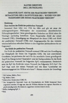 Immanuel Kant. Kritik der praktischen Vernunft: betrachtung des 3. hauptstückes des 1. "Buches von den triebfedern der reinen praktischen vernunft"