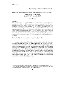 Demographic Processes in the Western Part of the Armenian Highland (Late XV-XIV Centuries BC)
