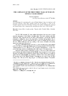 The Campaigns of the First Three Years of Tukultī-Ninurta’s I (1242-1206 BC)