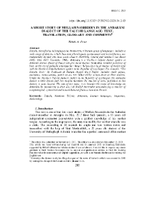 A Short Story of Mullah Nasreddin in the Anbarāni Dialect of the Talyshi Language: Text,Translation, Glossary and Comments