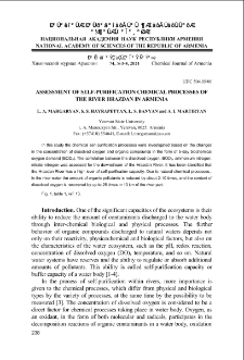 Assessment of self-purification chemical processes of the river Hrazdan in Armenia