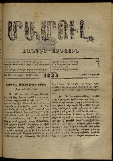 ՄԱՄՈՒԼ։ Արձագանգ Հասարակական Կարծեաց, 1880, ԺԲ տարի, ԺԴ շրջան, թիւ 724 (Յուլիս 19)