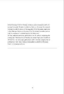 WWI Armenian Refugees Census Data as a Source for Ottoman Armenian Population Numbers on the Eve of the Armenian Genocide