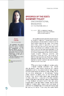 Specifics of the ECB's monetary policy unconventional measures