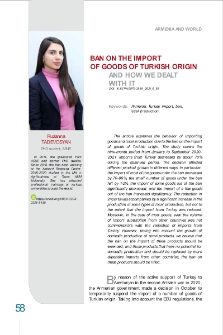 Ban on the Import of Goods of Turkish Origin and How We Dealt with it
