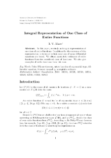 Integral representation of one class of entire functions