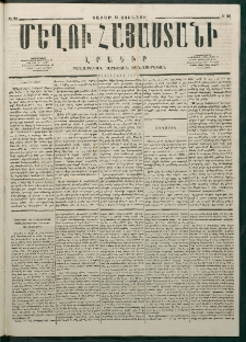 Մեղու Հայաստանի, 1877 ամի, Քսաներորդ տարի, համար 22 (Յունիս 11)