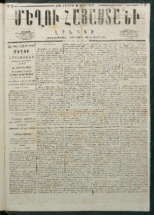 Մեղու Հայաստանի, 1878 ամի, Քսանմիերորդ տարի, համար 49 (Դեկտեմբեր 16)