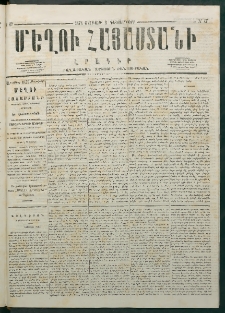 Մեղու Հայաստանի, 1878 ամի, Քսանմիերորդ տարի, համար 47 (Դեկտեմբեր 2)