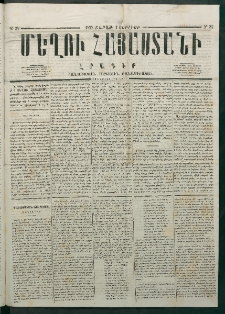 Մեղու Հայաստանի, 1878 ամի, Քսանմիերորդ տարի, համար 25 (Յուլիս 1)