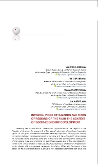 Integral Index of Hazards and Risks of Regions of the RA in the Context of Socio-Economic Development