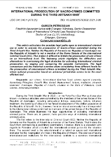 International Prosecution of Macro-Crimes Committed During the Third Artsakh War