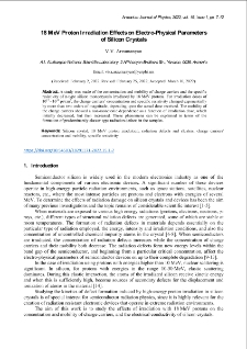 18 MeV Proton Irradiation Effects on Electro-Physical Parameters of Silicon Crystals