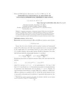 Exponential polynomialsas solutions of non-linear differential-difference equations