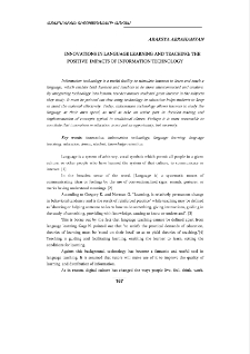 Innovations In Language Learning And Teaching: The Positive Impacts Of Information Technology