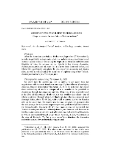Observations on current regional issues (steps to counter the Azerbaijani-Turkish tandem)