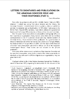 Letters to dignitaries and publications on the Armenian Genocide issue and their responses