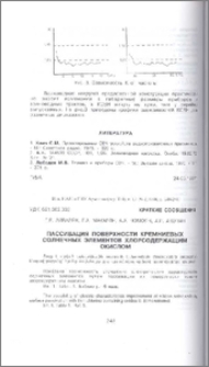 Пассивация поверхности кремниевых солнечных элементов хлорсодержащим окислом