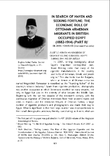 In search of haven and seeking fortune: The economic role of Ottoman Armenian migrants in British-occupied Egypt (1882-1914) (Part II)
