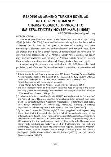 Reading an Armeno-Turkish novel as another phenomenon: A narratological approach to Bir Sefil Zevce by Hovsep Marus (1868)
