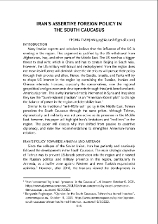 Iran's assertive foreign policy in the South Caucasus