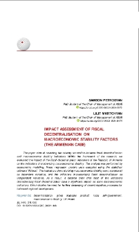 Impact Assessment of Fiscal Decentralisation on Macroeconomic Stability Factors (The Armenian Case)