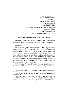 Armenia And Finland: Early Contacts