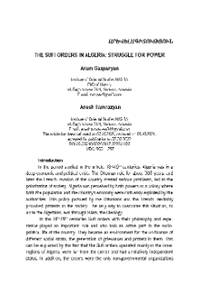 The Sufi Orders in Algeria: Struggle for Power