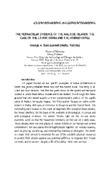 The Vernacular Evidence of the Maltese Islands: the Case of the Ethnic Girna and the Hybrid Hovel