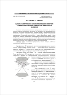 Однопараметрическое множество плоских инверсий относительно сечений конической поверхности вращения