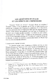 Les Arméniens En Italie Et Les Débuts De L'imprimerie