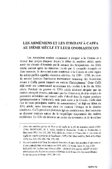 Les Armèniens et Les Iurgiani À Caffa Au 15ème Siècle et Leur Onomasticon