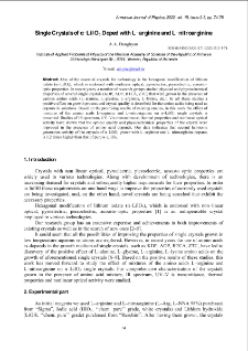 Single Crystals of α–LiIO3 Doped with L–arginine and L–nitroarginine
