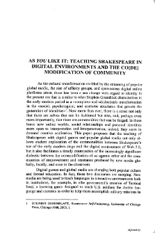 As You like it: Teaching Shakespeare in Digital Enviroments and the co[de] modification of community