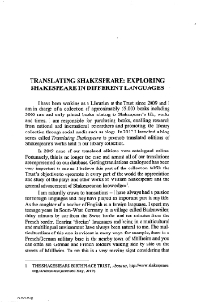 Translating Shakespeare: Exploring Shakespeare in different languages